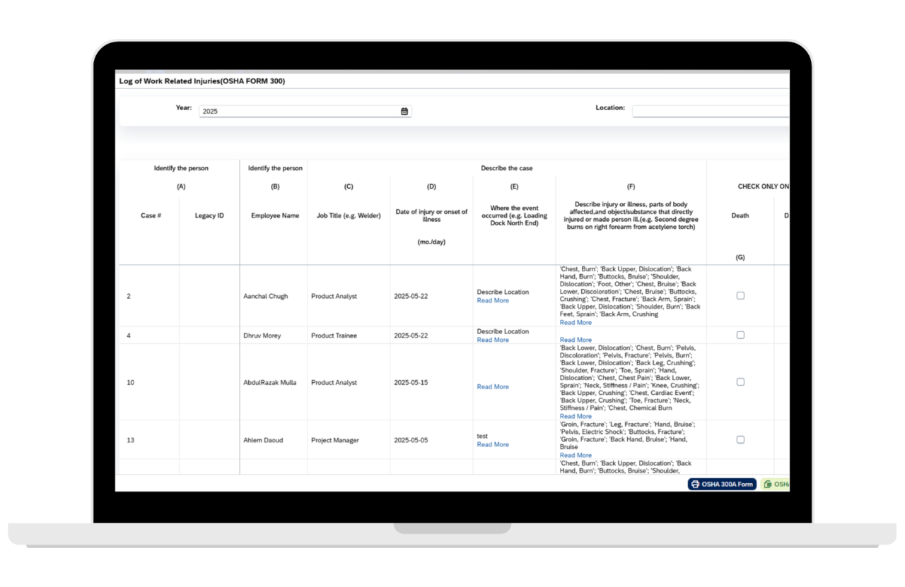 Automated OSHA forms