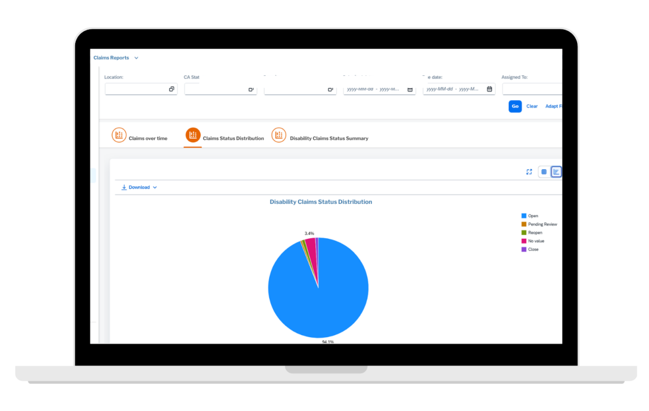 Disability Claims Dashboard & Reports