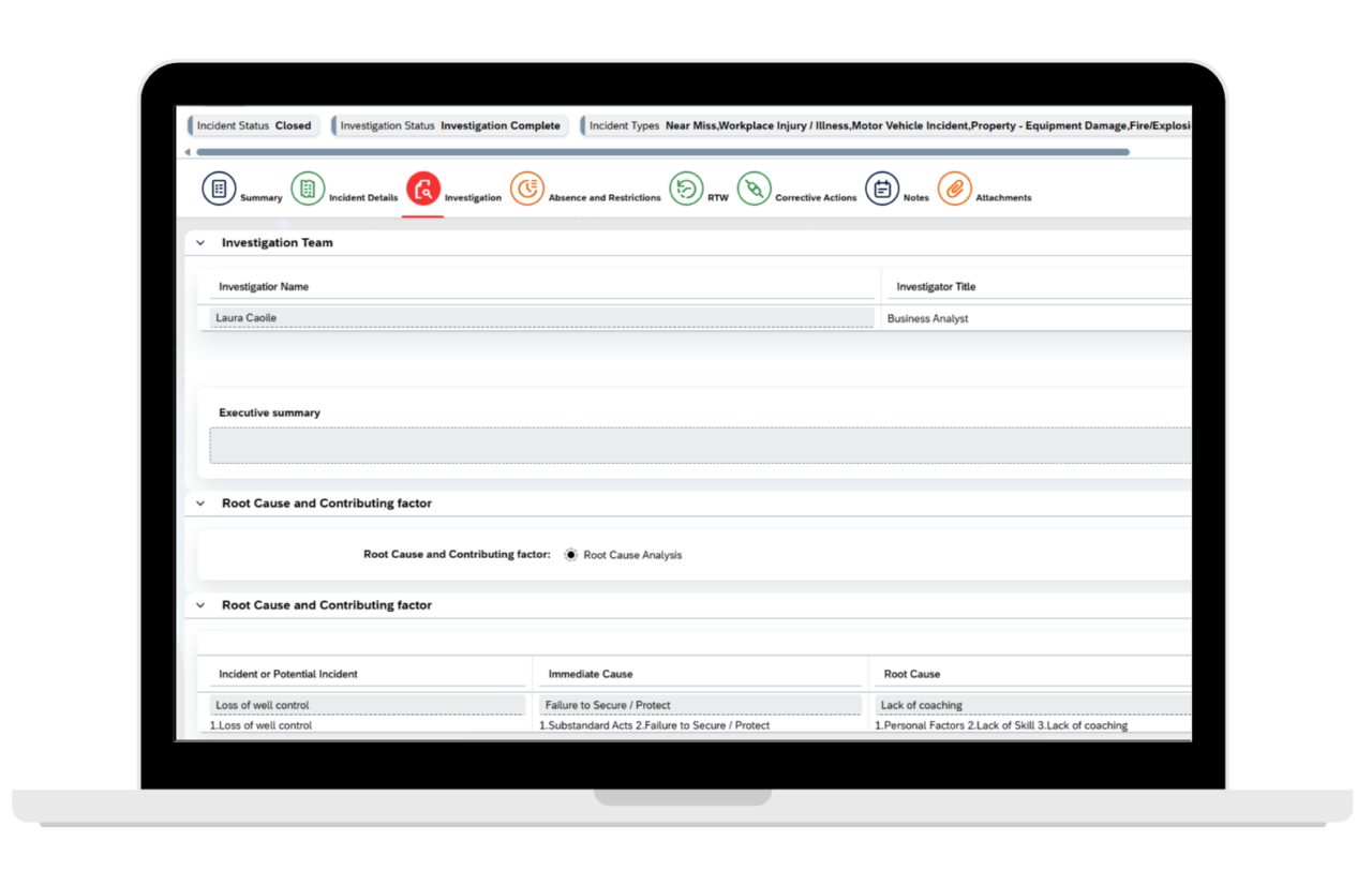 Root cause analysis & corrective action tracking