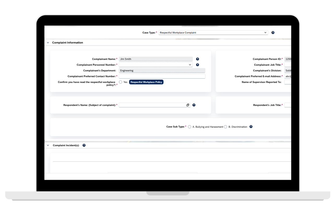Employee Complaint Intake